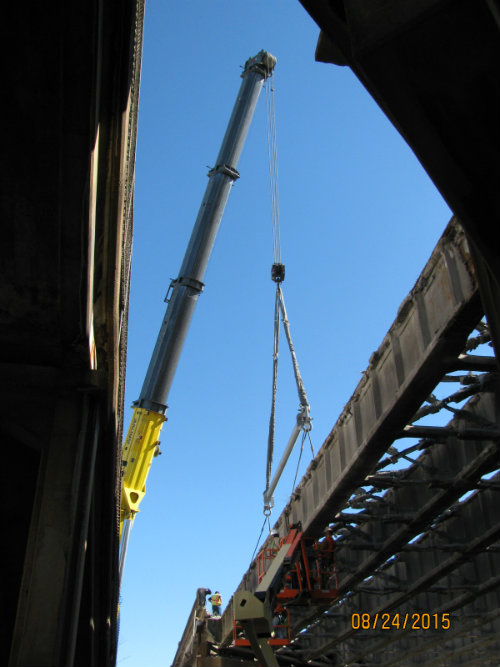 Crane Ready to Hoist a Girder
